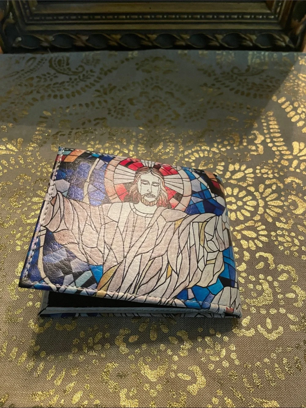 Stained Glass Jesus Bi-Fold Card Wallet - Multi Blue